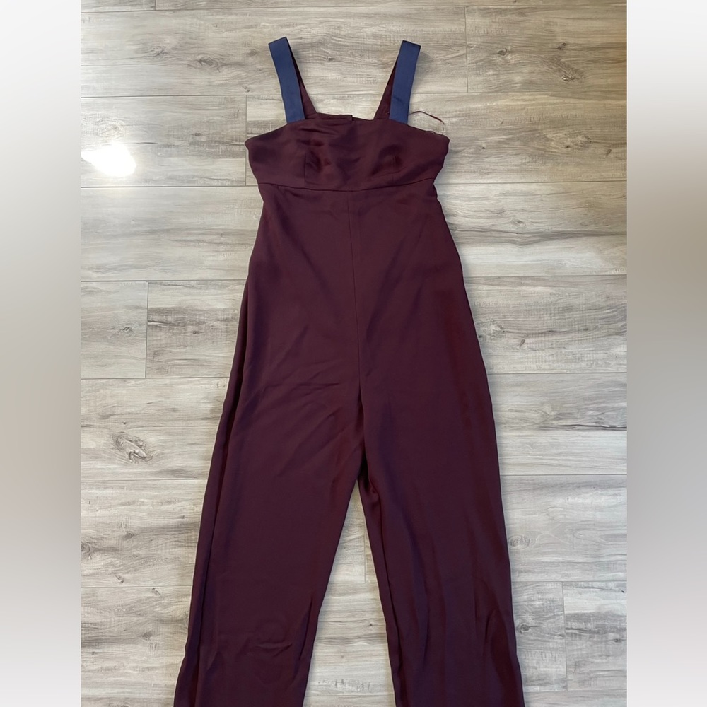 Topshop Burgundy Jumpsuit w Navy Details